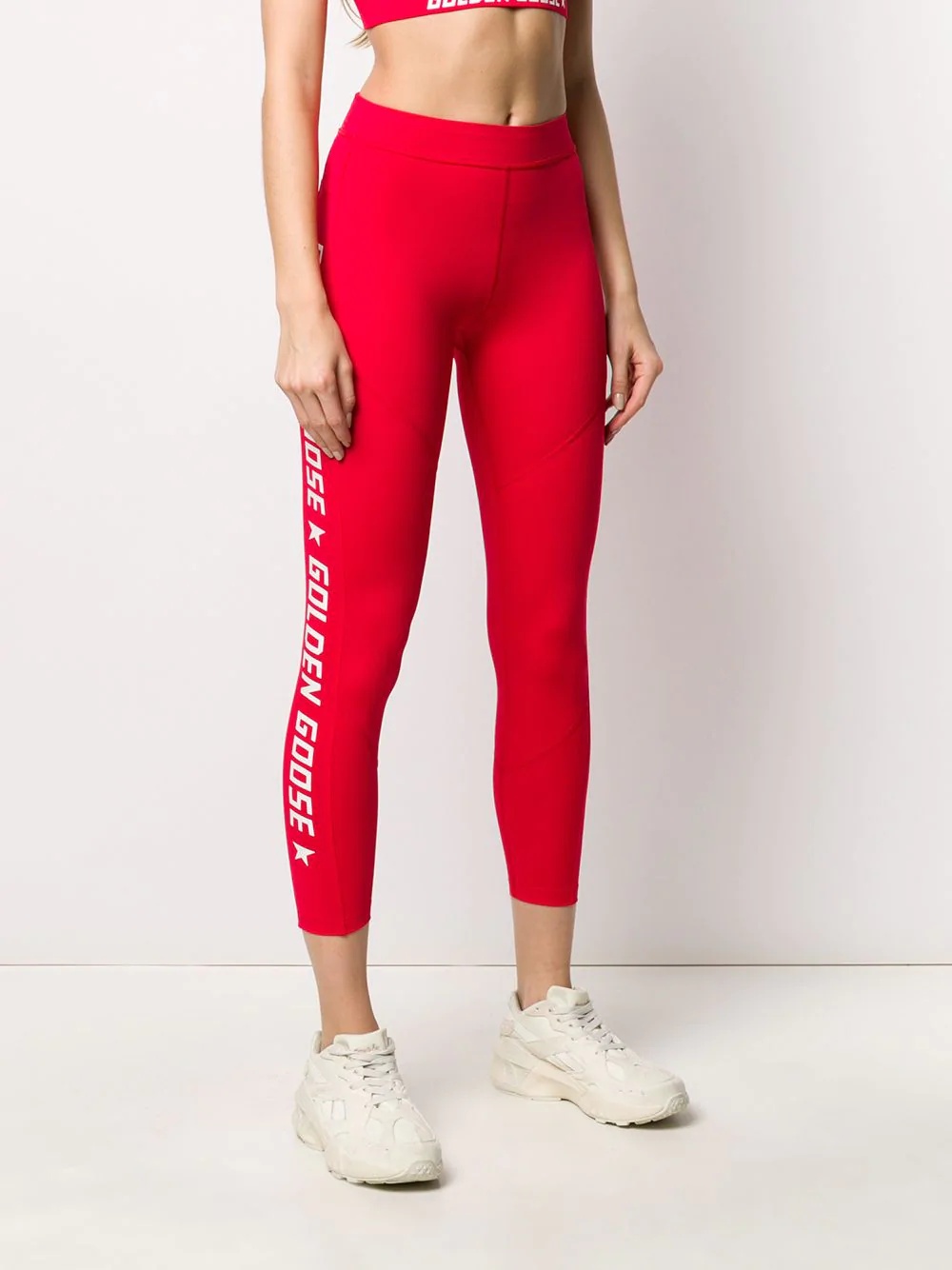 logo print cropped leggings - 3