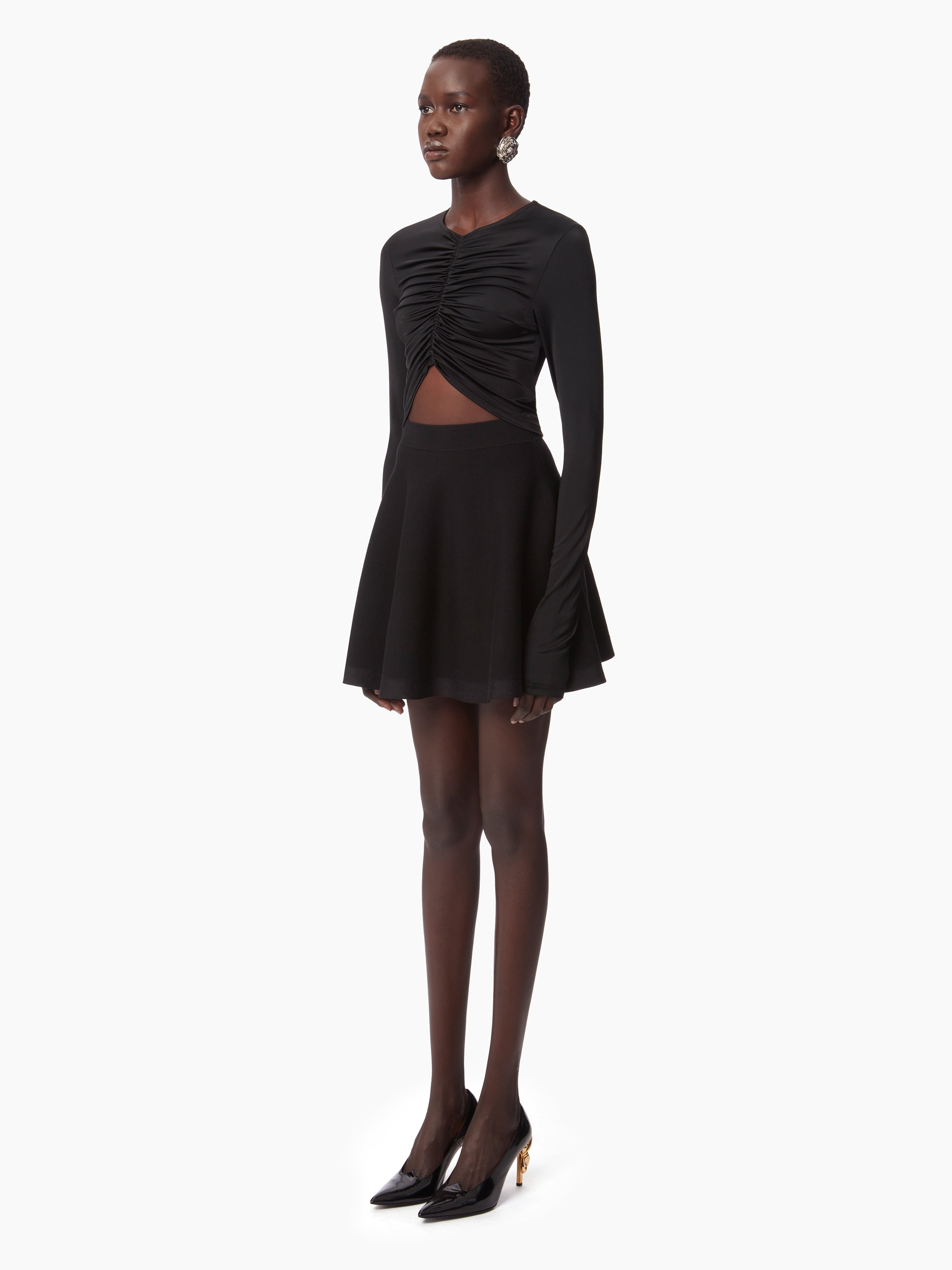 WOOL BLEND MINI FLARED SKIRT - 2