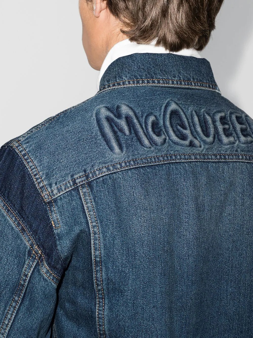 logo-embossed denim jacket - 4