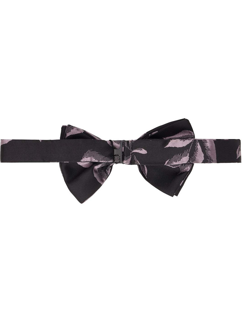 Dries Van Noten Black & Purple Jacquard Bow Tie outlook