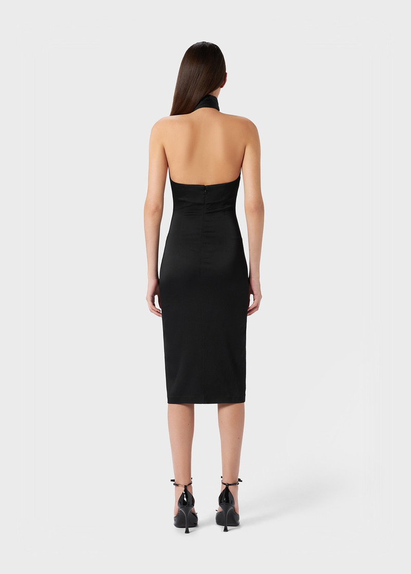 Blumarine HALTER NECK MIDI DRESS IN VISCOSE | REVERSIBLE