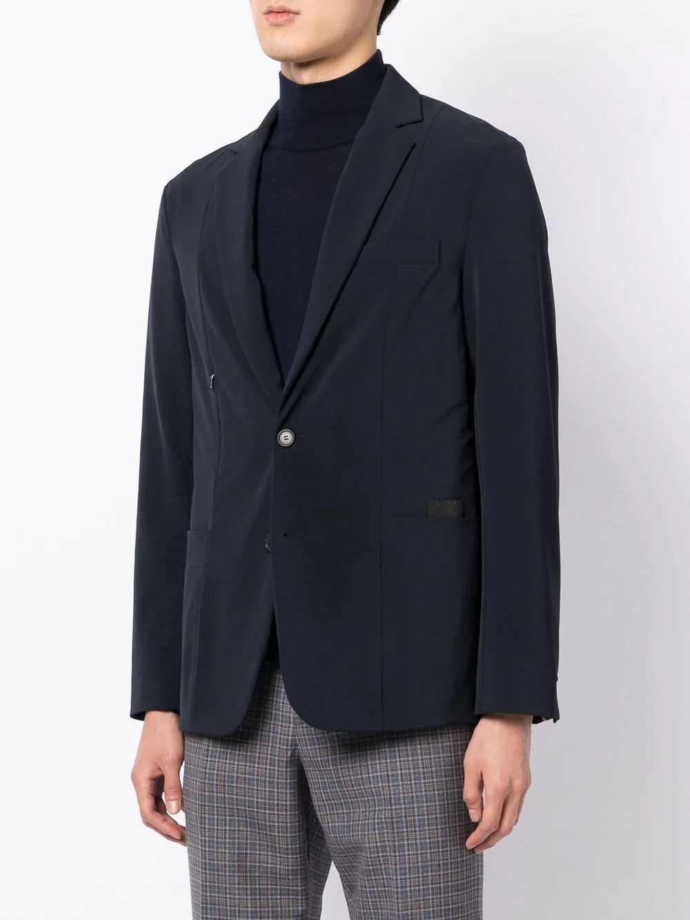 logo-patch single-breasted blazer - 5