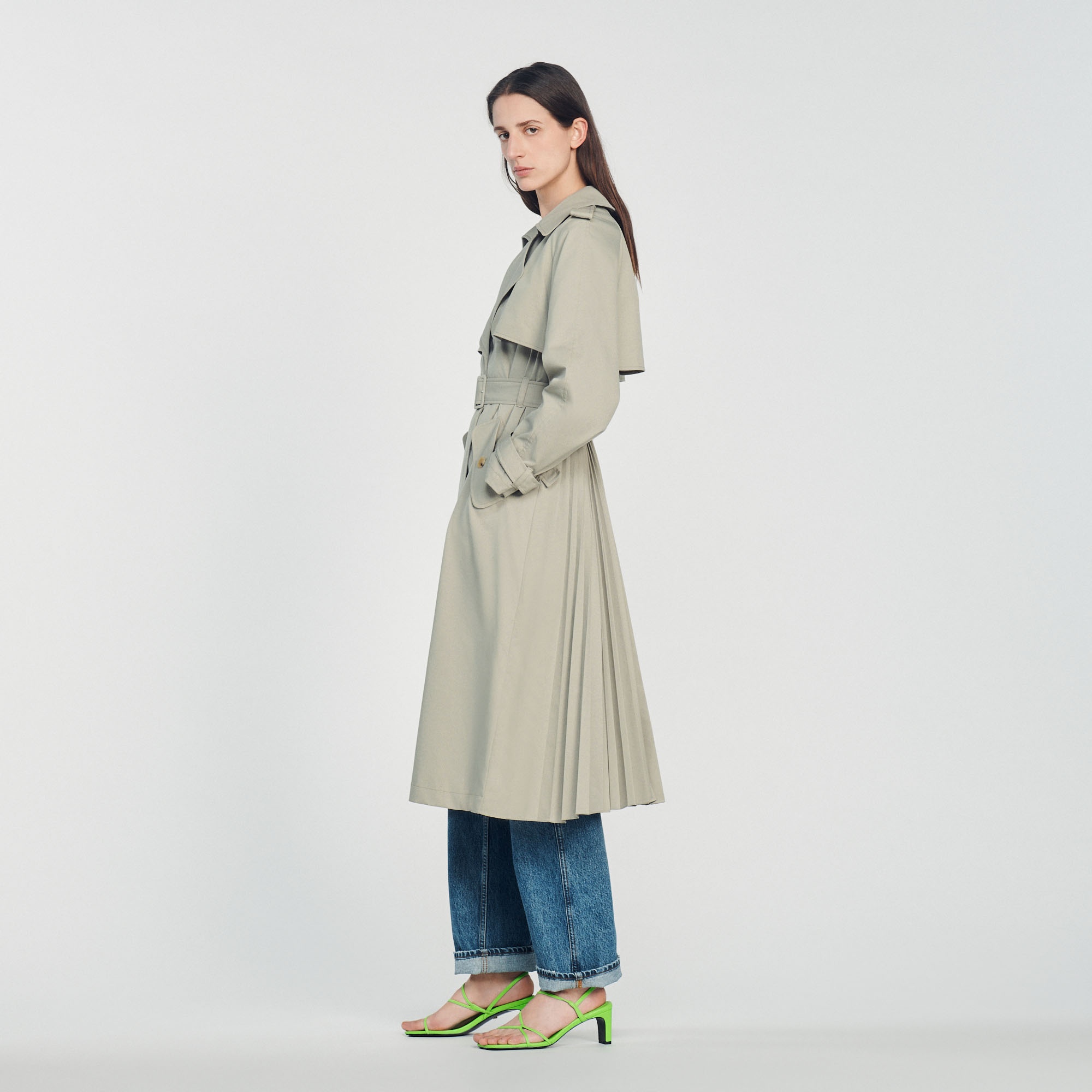 Trench coat with pleated back - 7