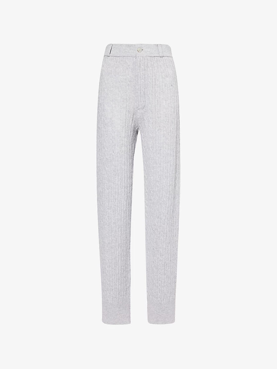 Cable-Knit Straight-Leg Cashmere Trousers - 1
