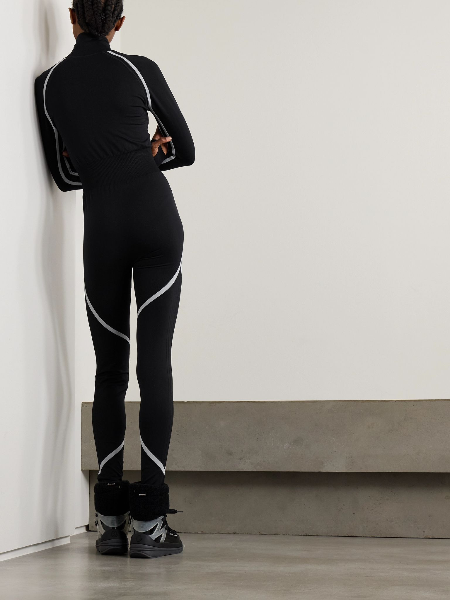 Stretch-knit ski jumpsuit Black - 3