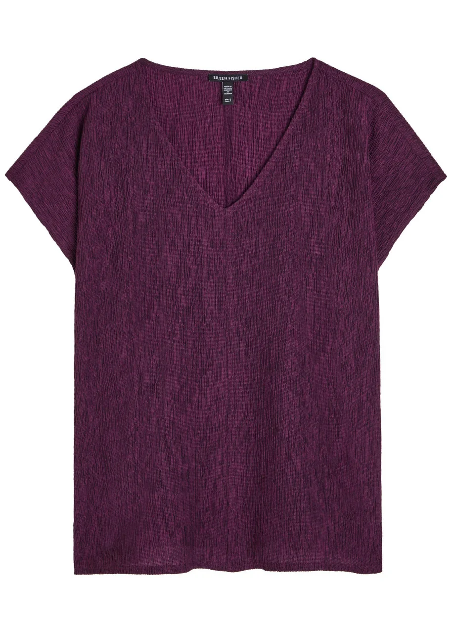 Eileen Fisher V-neck Plissé top - 1