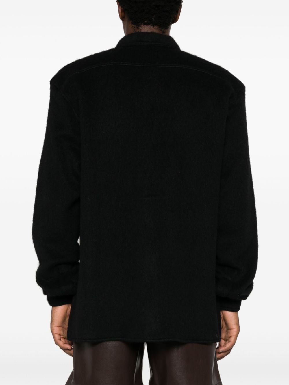 pointed-collar alpaca wool-blend overshirt - 4