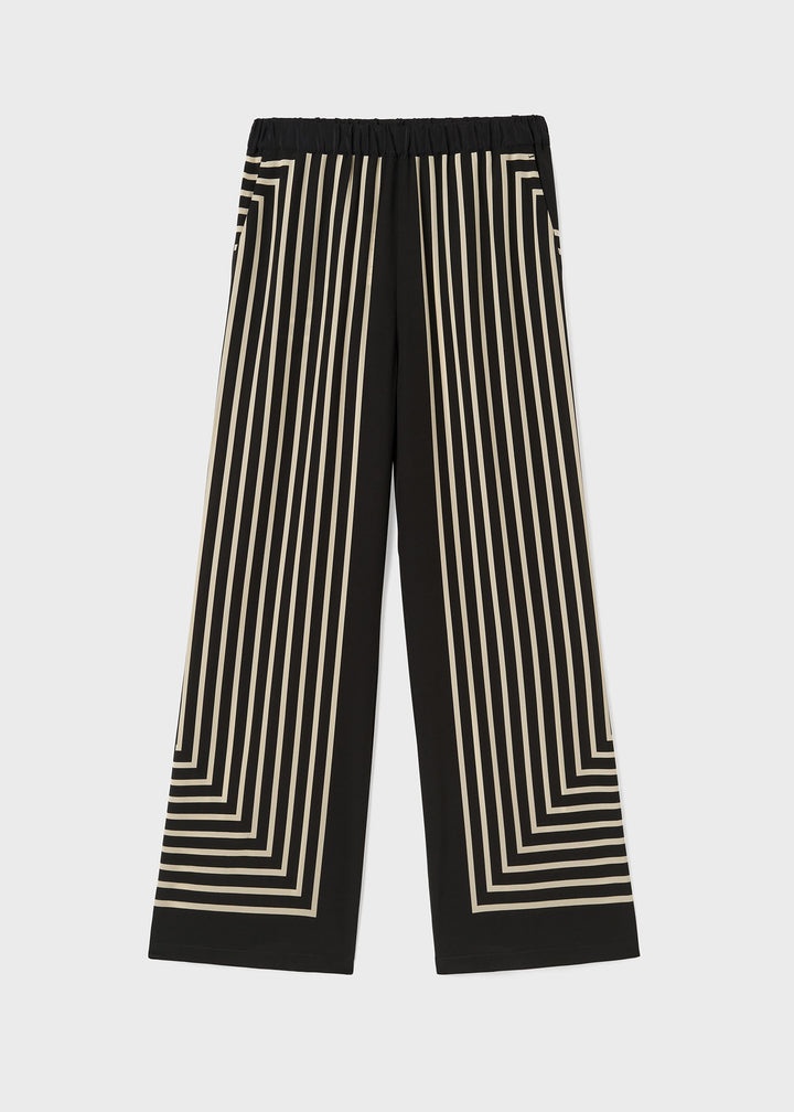 Monogram silk slacks black - 1