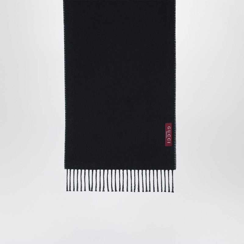 Gucci Blue/Black Gg Wool Scarf Men - 2