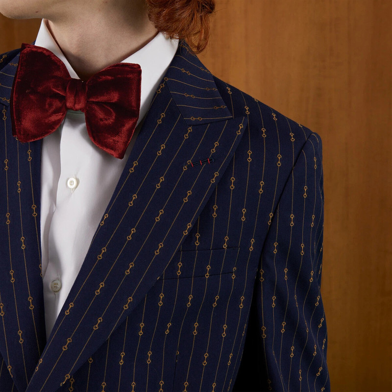 Horsebit striped wool formal suit 5