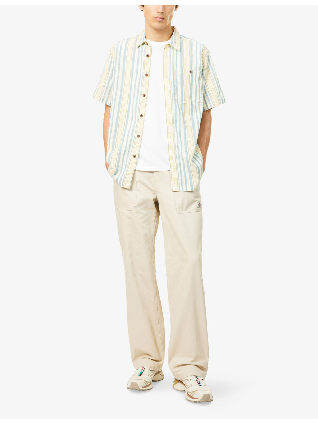 Stripe-Print Short-Sleeve Cotton Shirt - 2