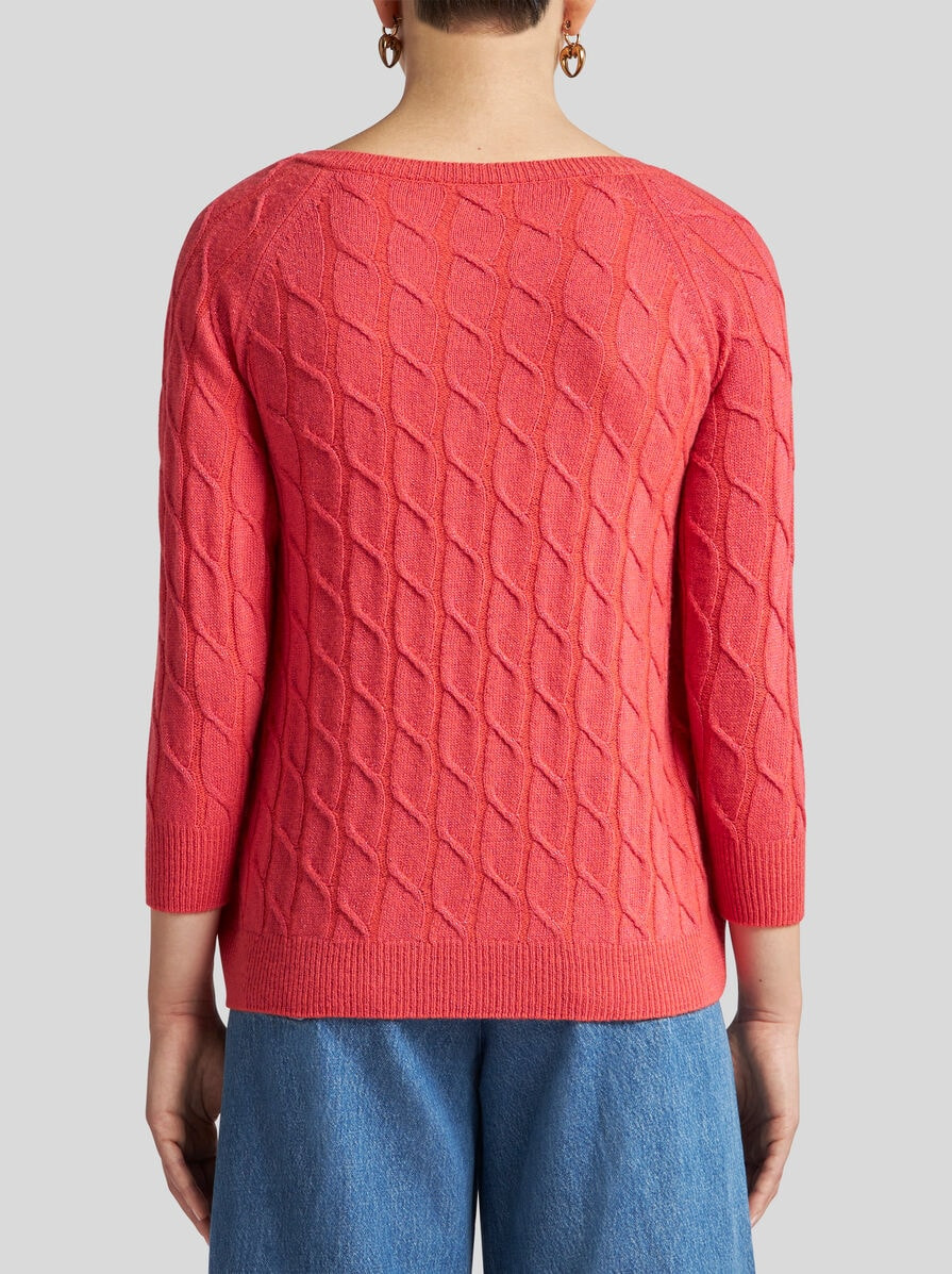 METALLIC CABLE-KNIT SWEATER - 4