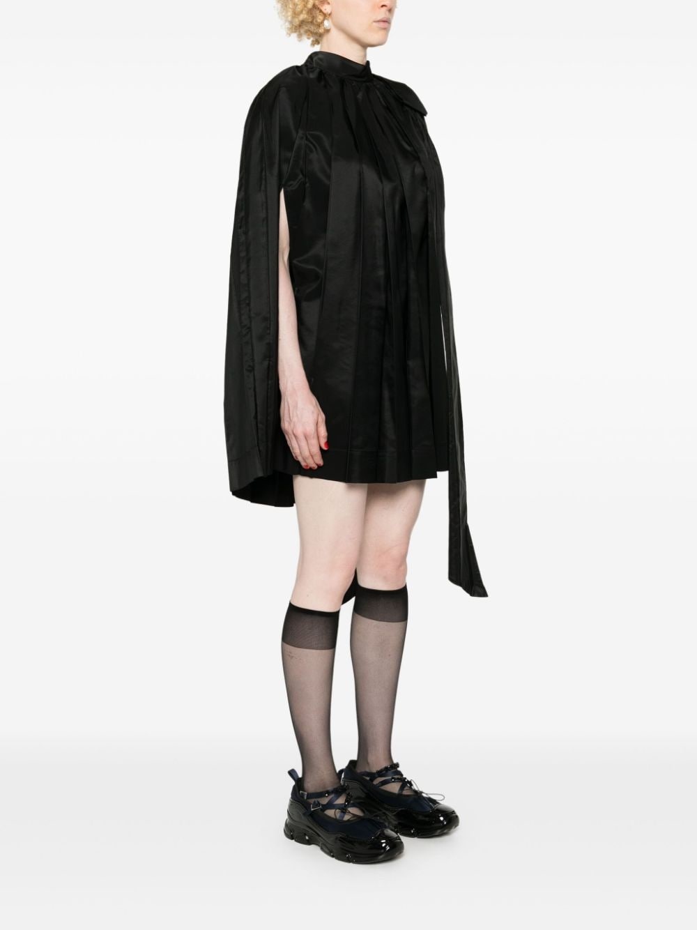 bow-detail pleated mini dress - 3