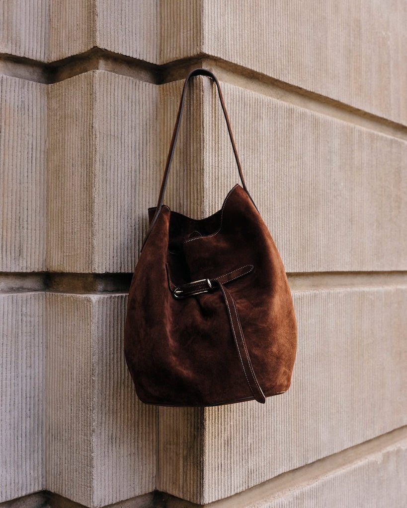 BELTED BUCKET BAG LARGE DARK BROWN SUEDE - 5