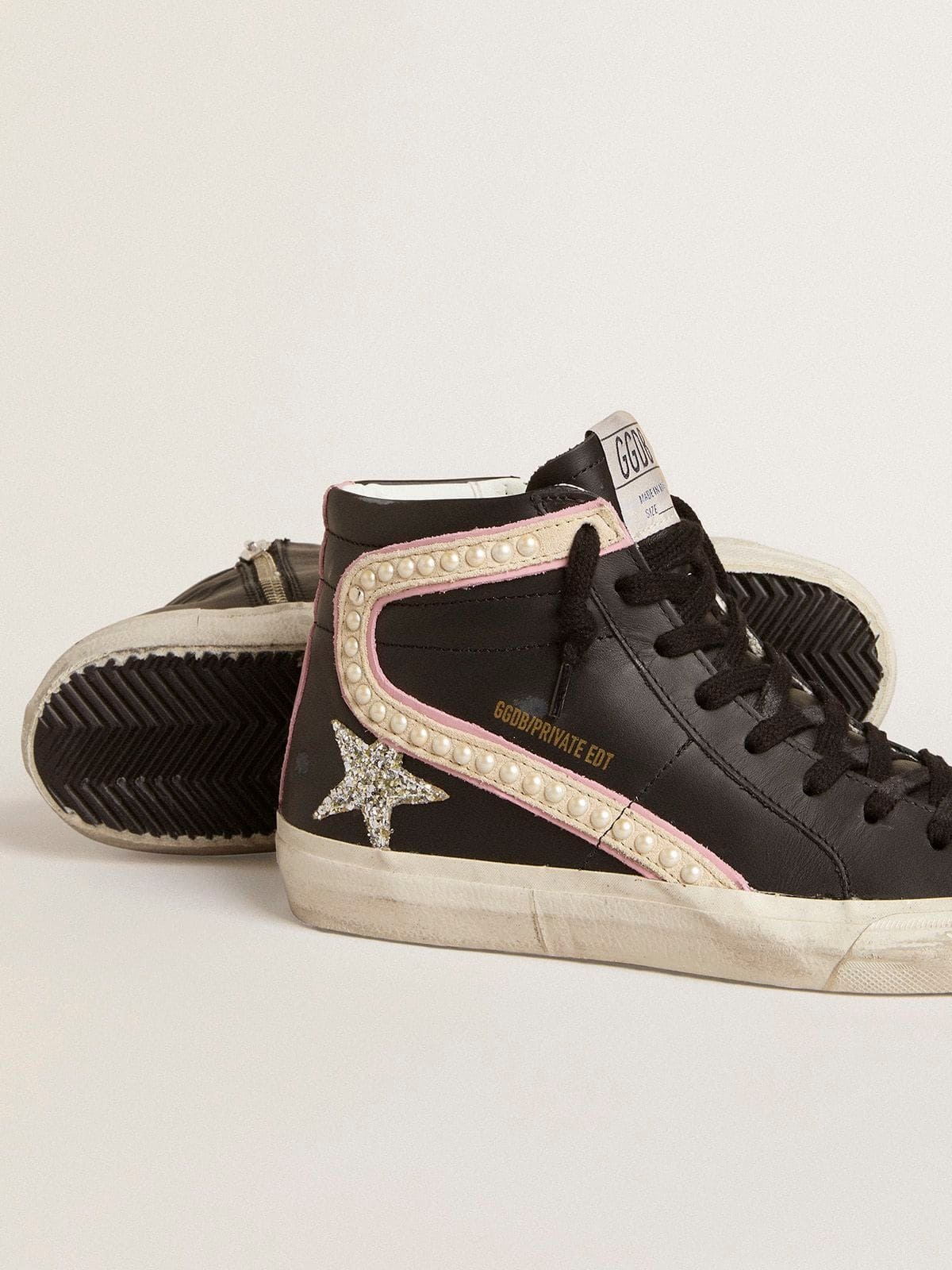 Slide LTD with platinum glitter star and suede flash with pearls - 3