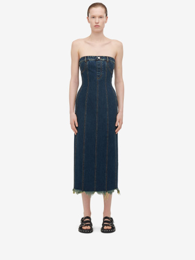 Alexander McQueen Women's Denim Bustier Dress in Indigo outlook