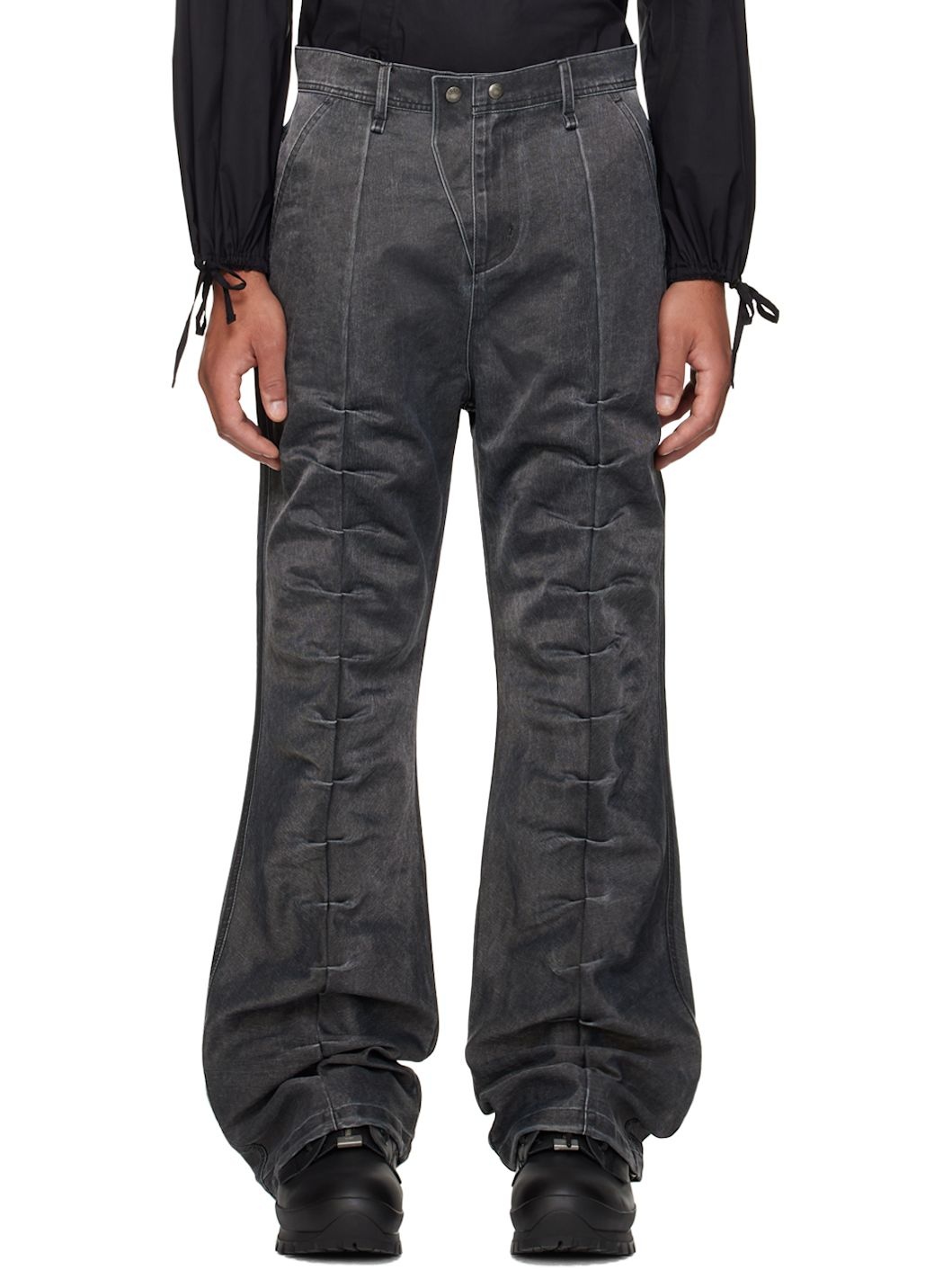 Gray Rivoli Tuck Trousers - 1