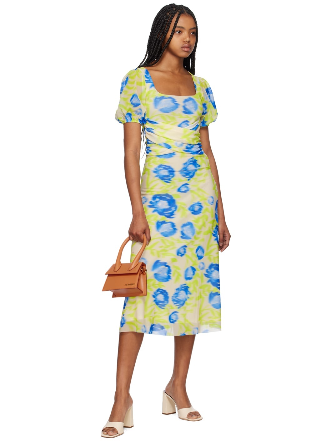 Green & Blue Printed Midi Dress - 4