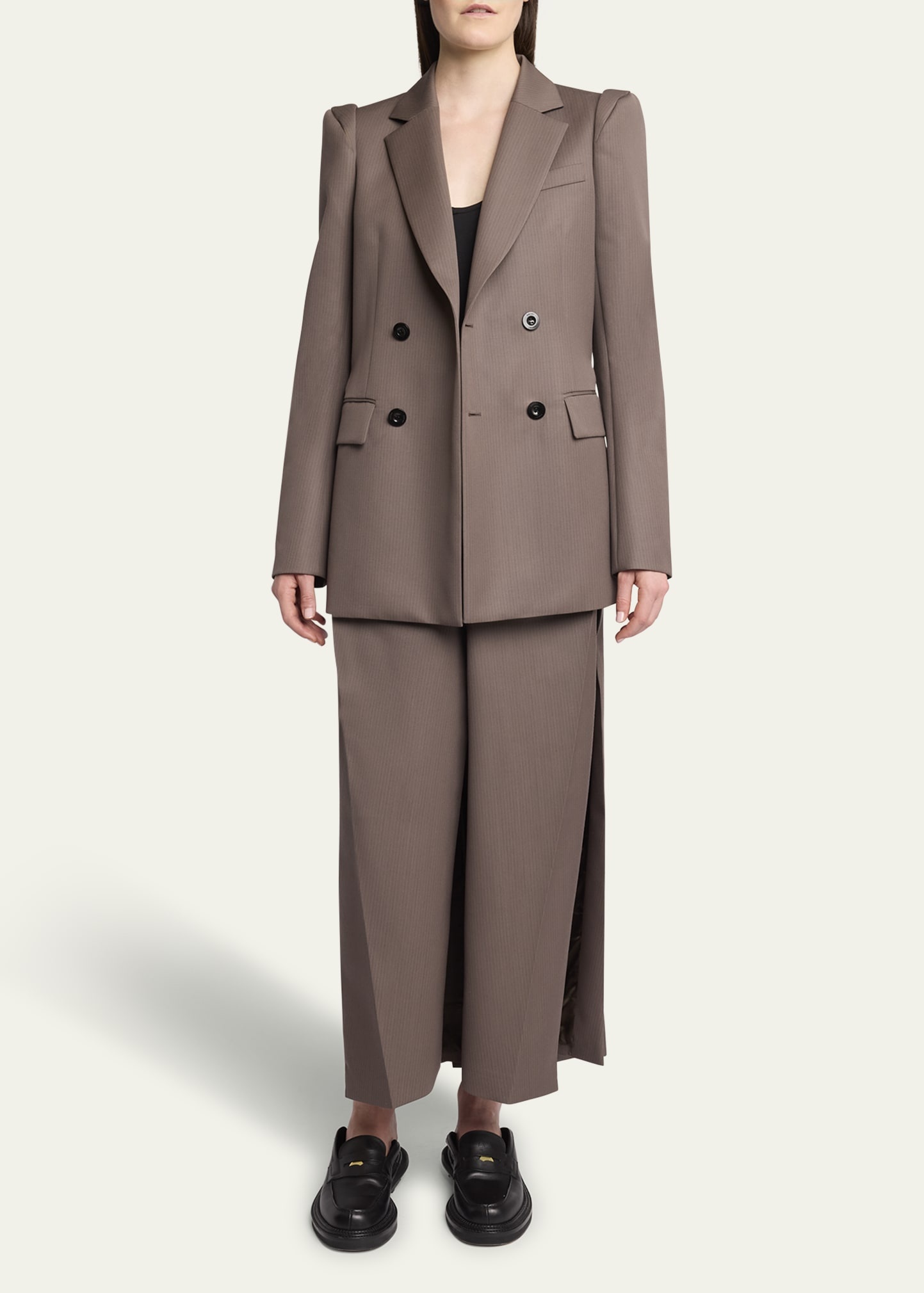 sacai Belted Suiting Pleated Wool Skirt | bergdorfgoodman
