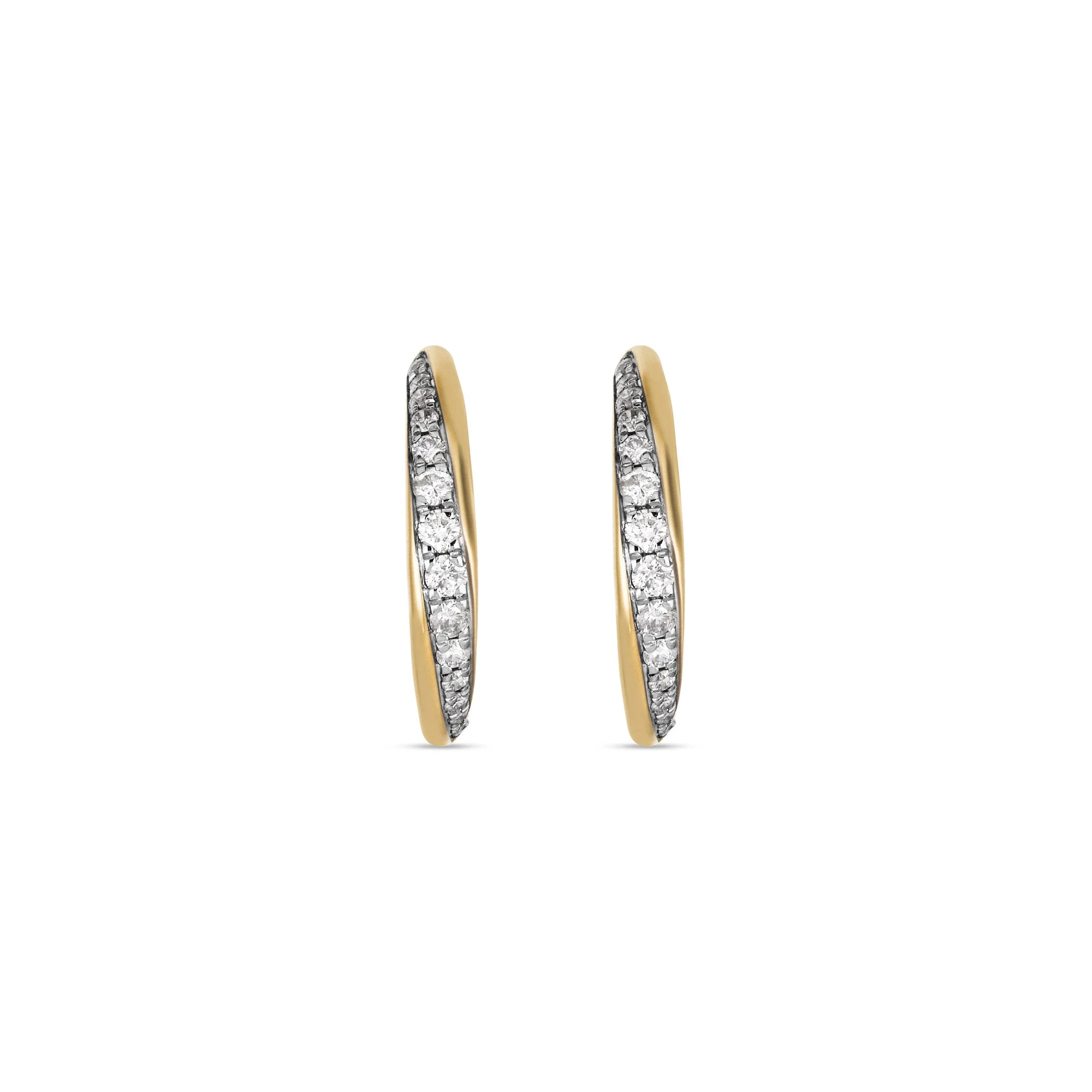 Twist Pave and Gold Hoops - 1