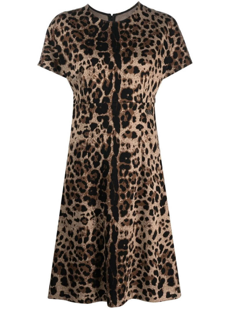 leopard-jacquard short-sleeved dress 1