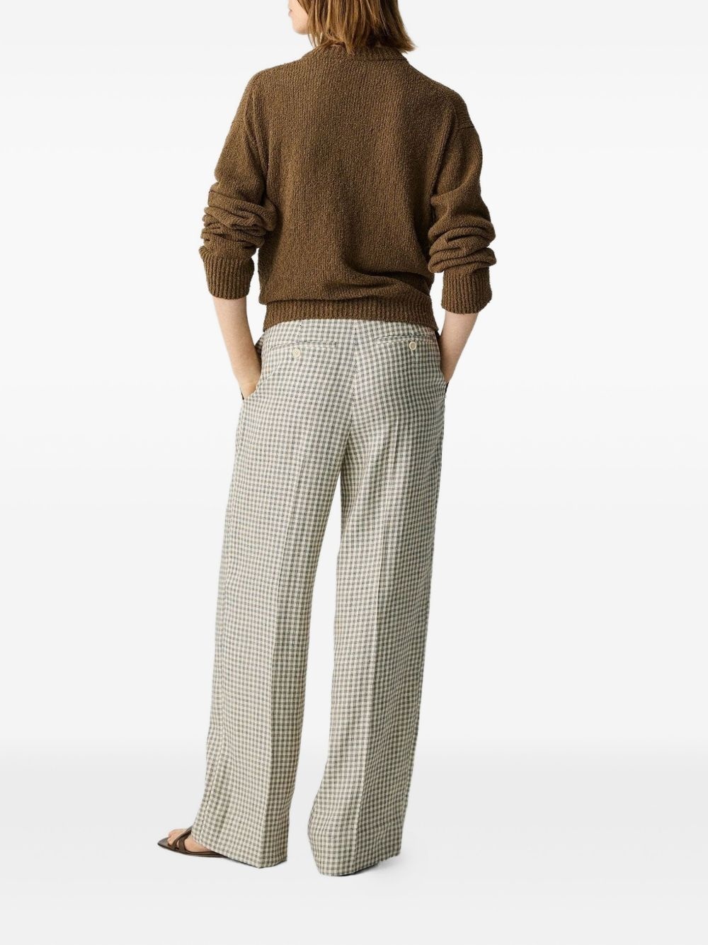 gingham-check straight-leg trousers - 4