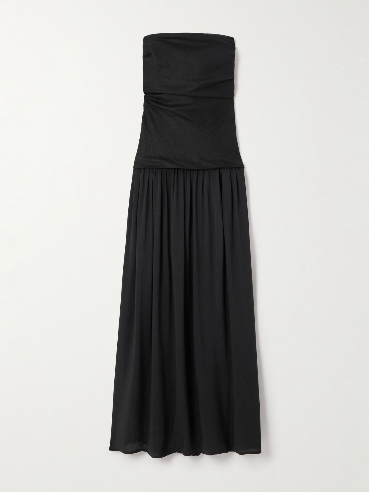 Hedy Strapless Gathered Linen And Voile Maxi Dress - 1