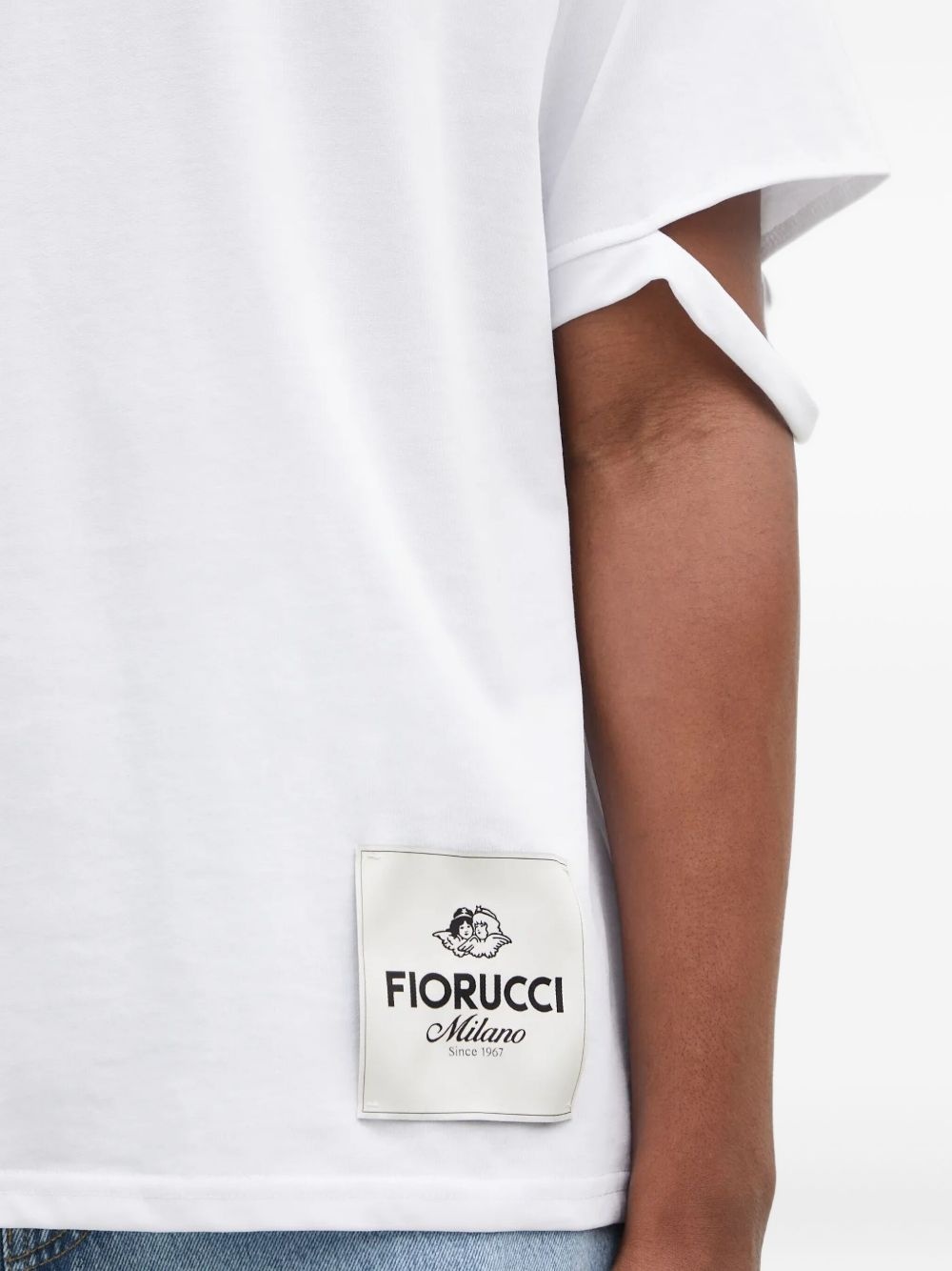 distressed-hem logo-patch T-shirt - 5