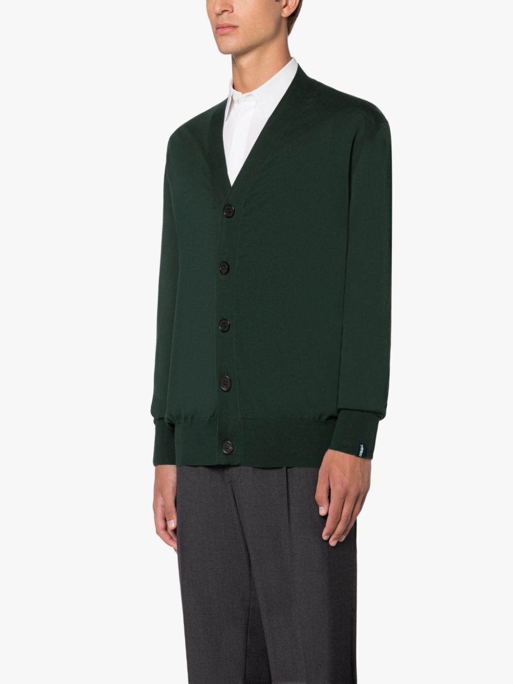 BOTTLE GREEN COTTON CARDIGAN - 3