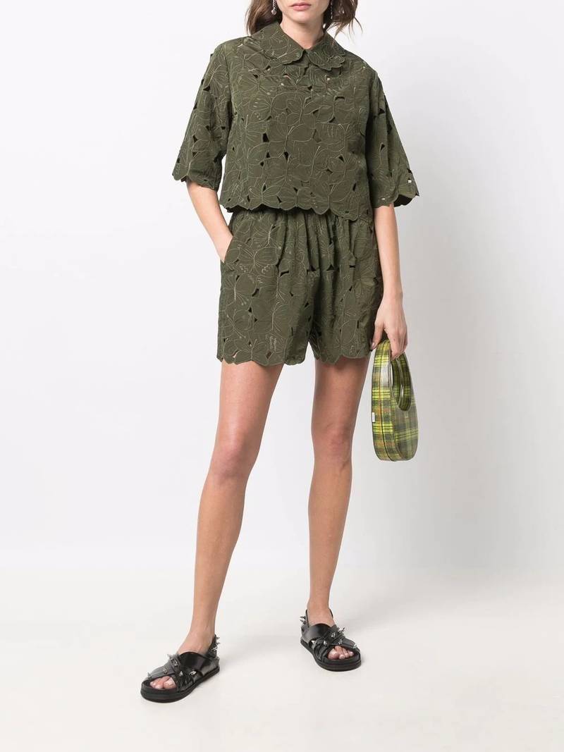 REDValentino high-waisted embroidered shorts outlook