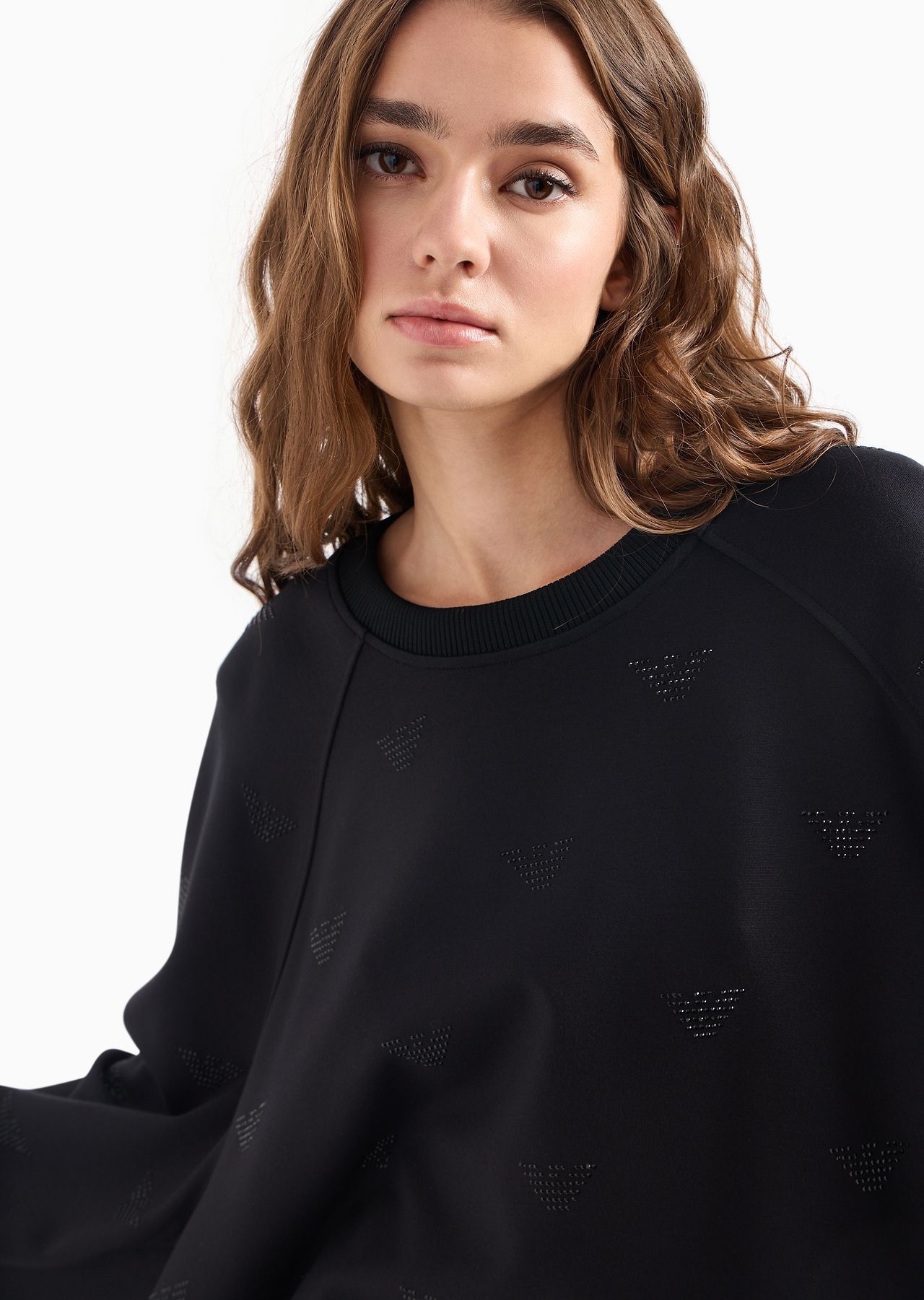 Oversized sweatshirt in interlock jersey with all-over rhinestoned eagles - 5
