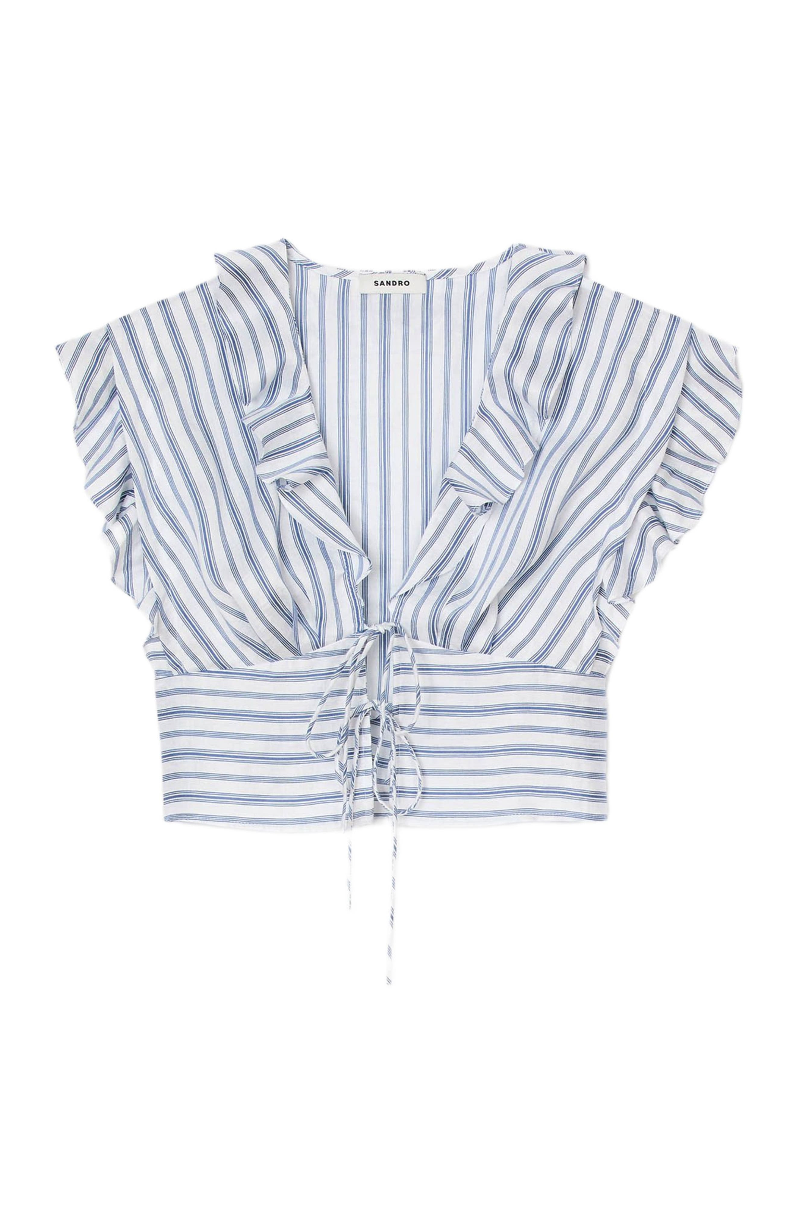 SANDRO Striped sleeveless crop top in Blu /White at Nordstrom - 5