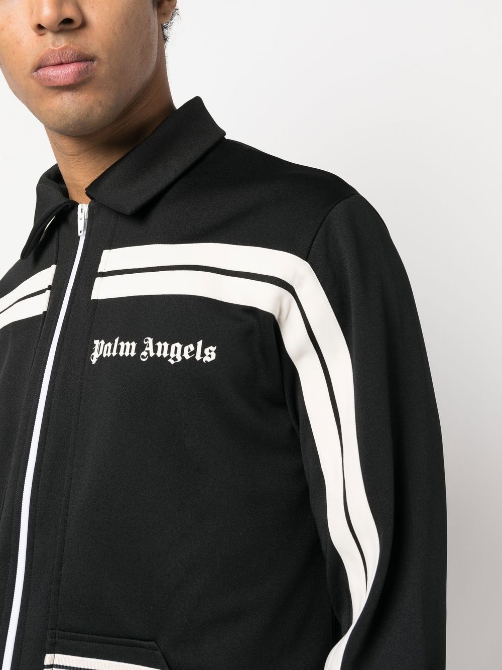 logo-print panelled zip-up jacket - 5