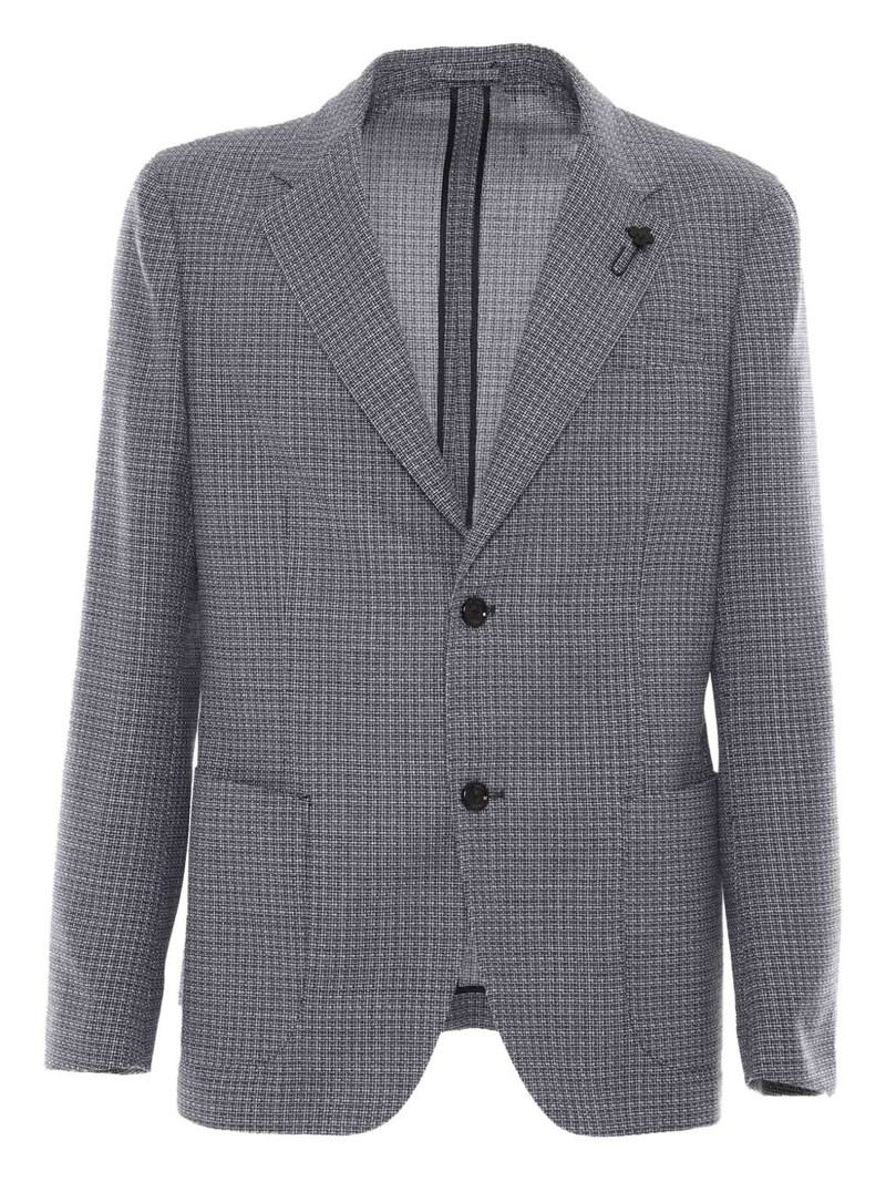micro-check single-breasted blazer 1
