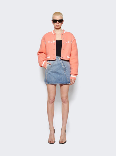 Givenchy Cropped Bomber Varsity Jacket Coral outlook