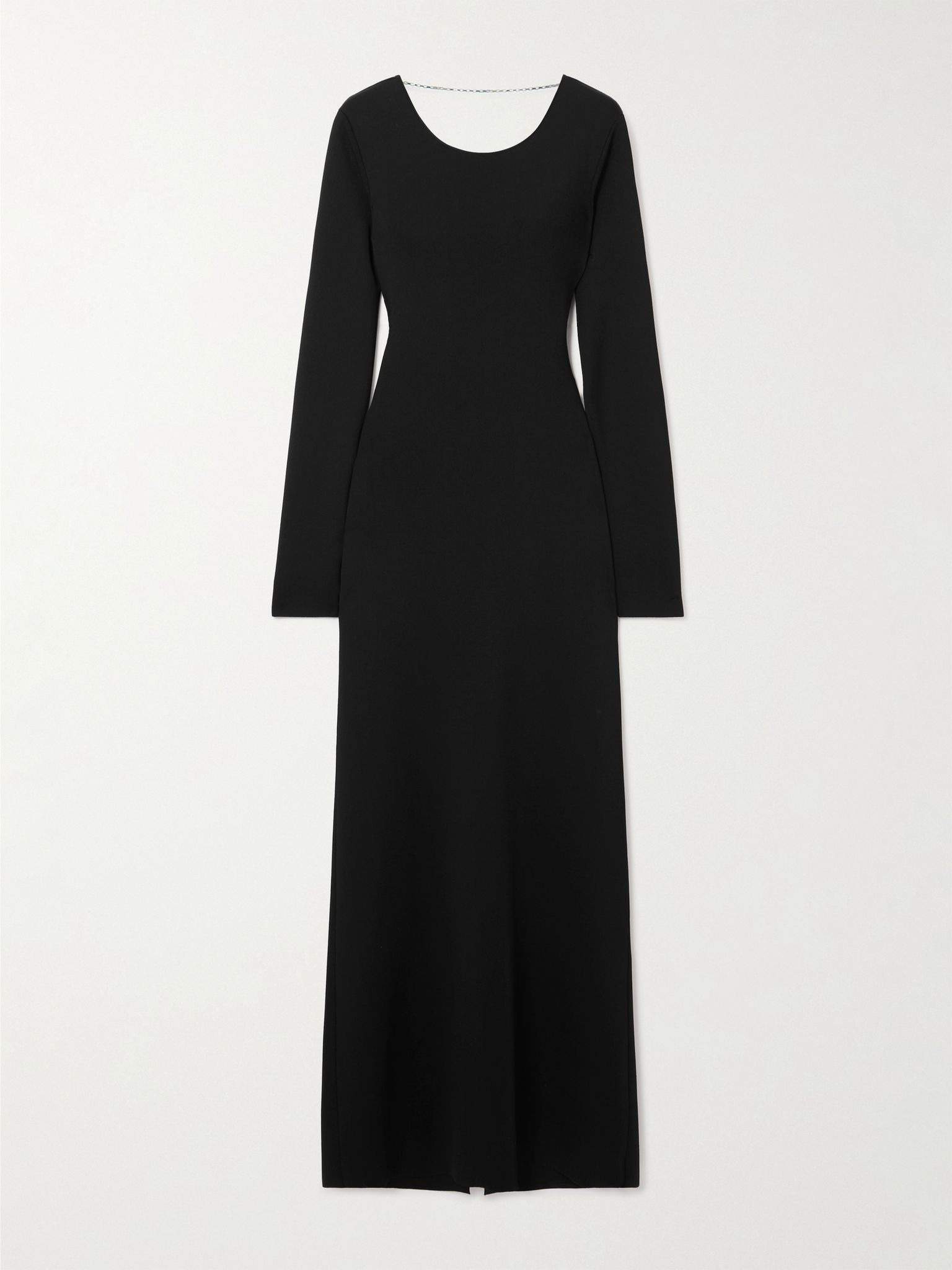 Open-back chain-embellished knitted maxi dress Black - 1