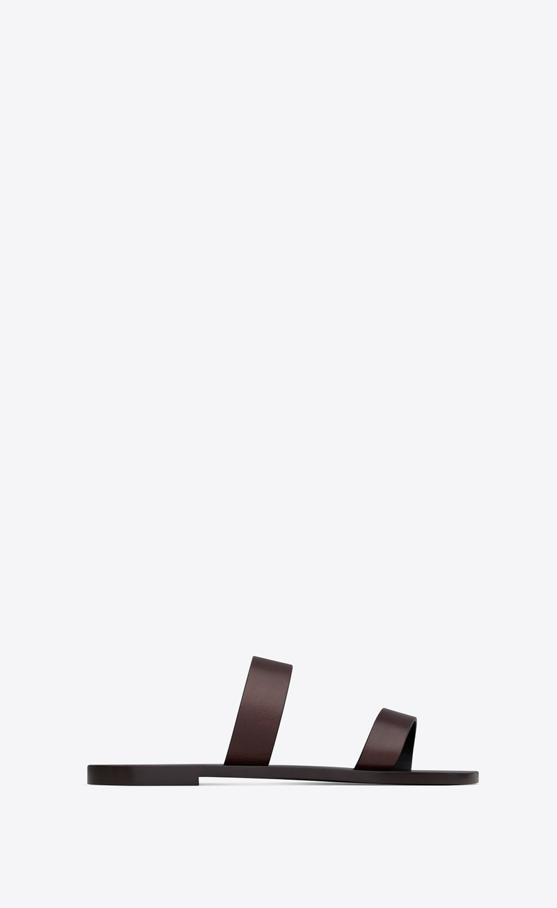 SAINT LAURENT pepe slides in smooth leather outlook