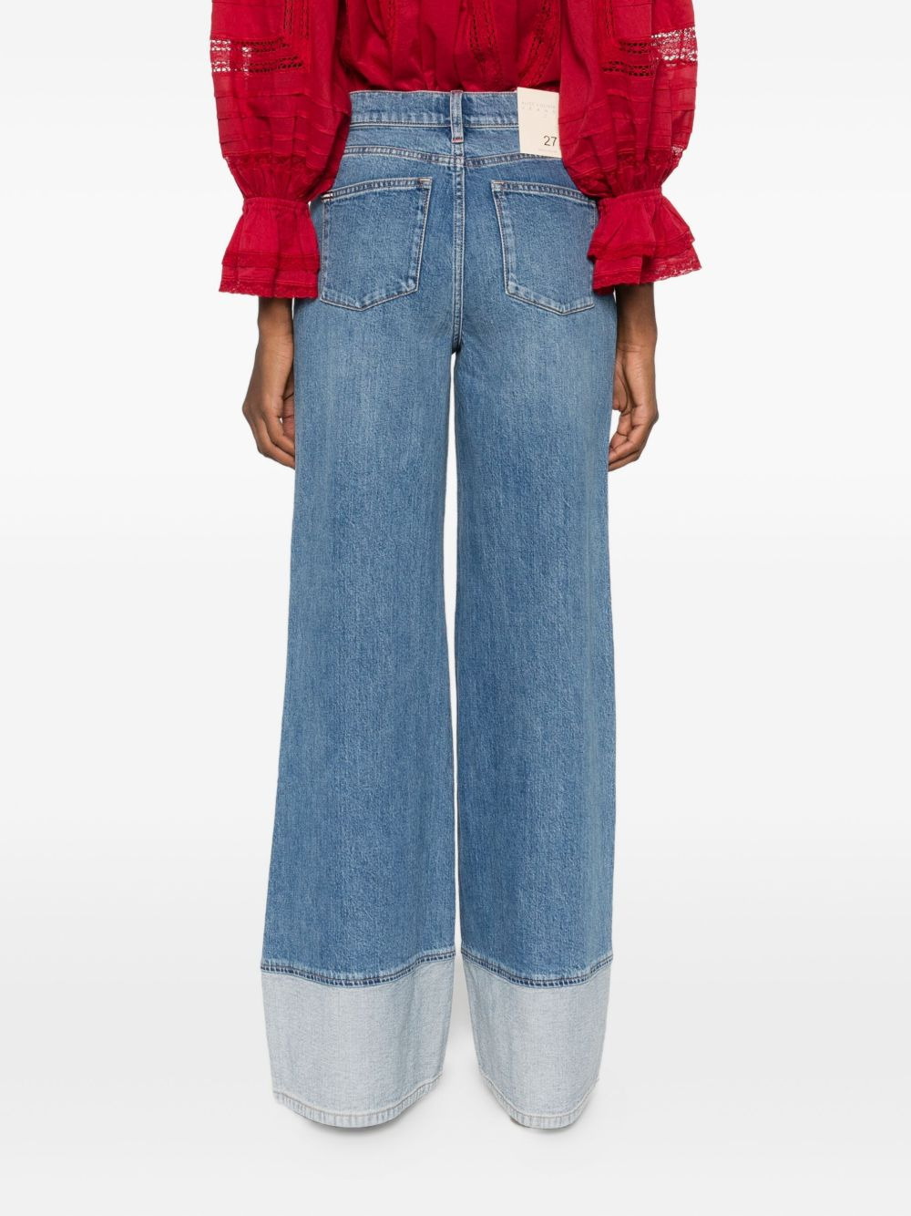 wide-leg contrast-cuff jeans - 4