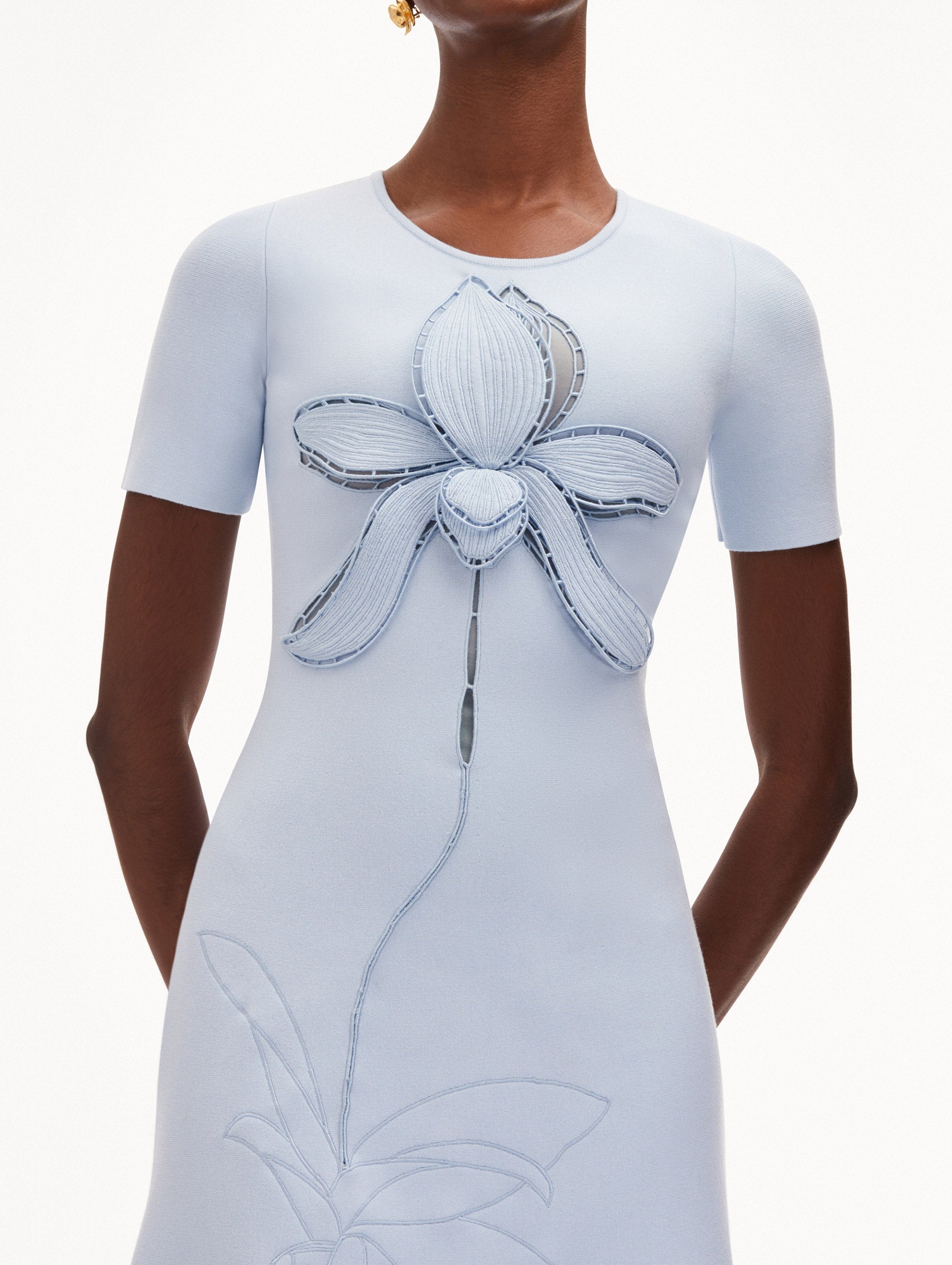ORCHID EMBROIDERED JACQUARD MIDI DRESS - 5