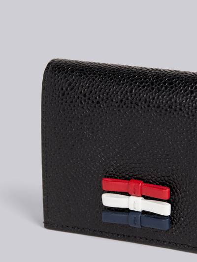 Thom Browne Black Pebble Grain Leather Bow Detail Double Card Holder outlook
