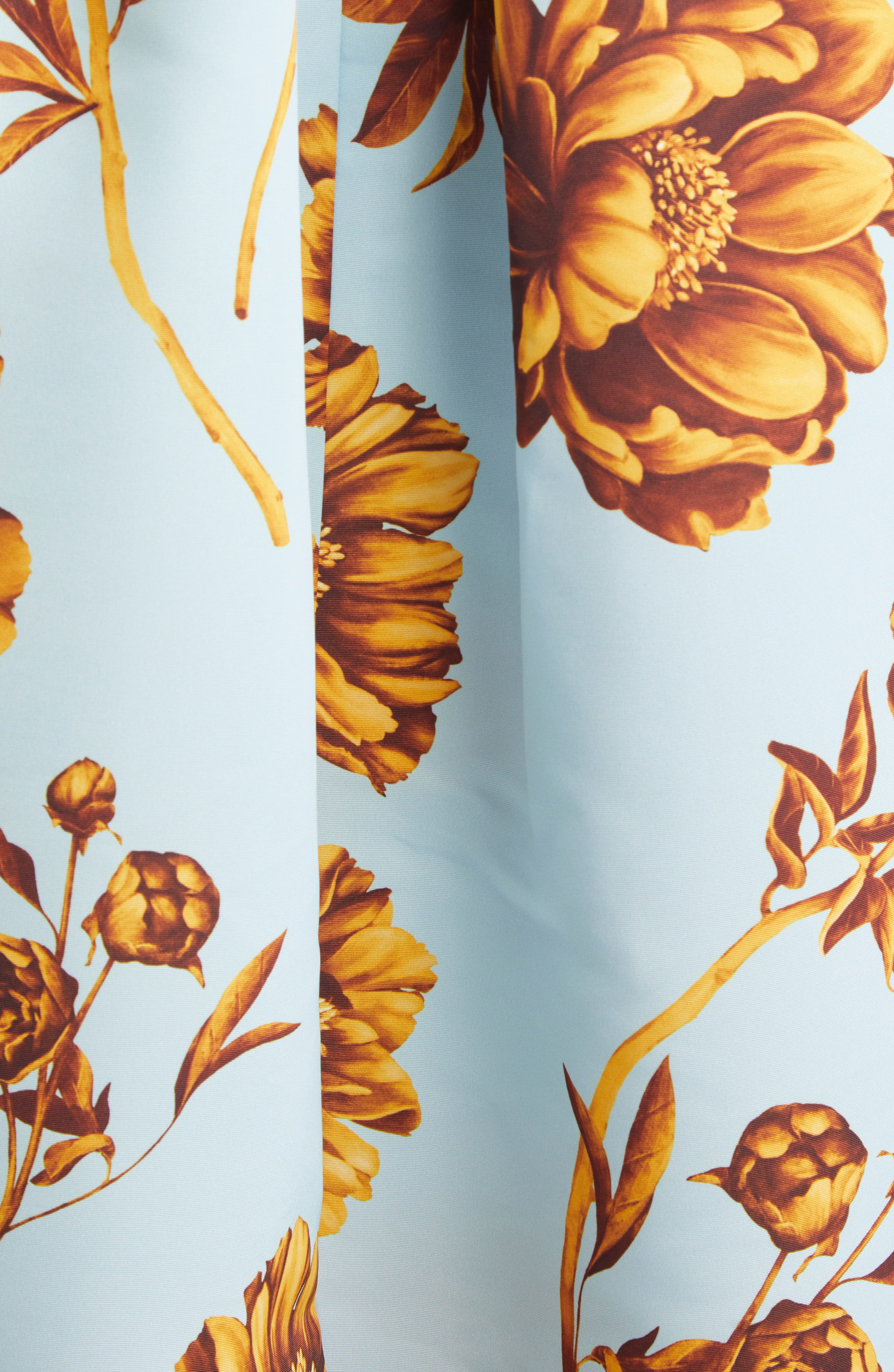 Oscar de la Renta Tonal Peony Print Faille Bustier Gown in Brown/Ice Blue at Nordstrom - 6