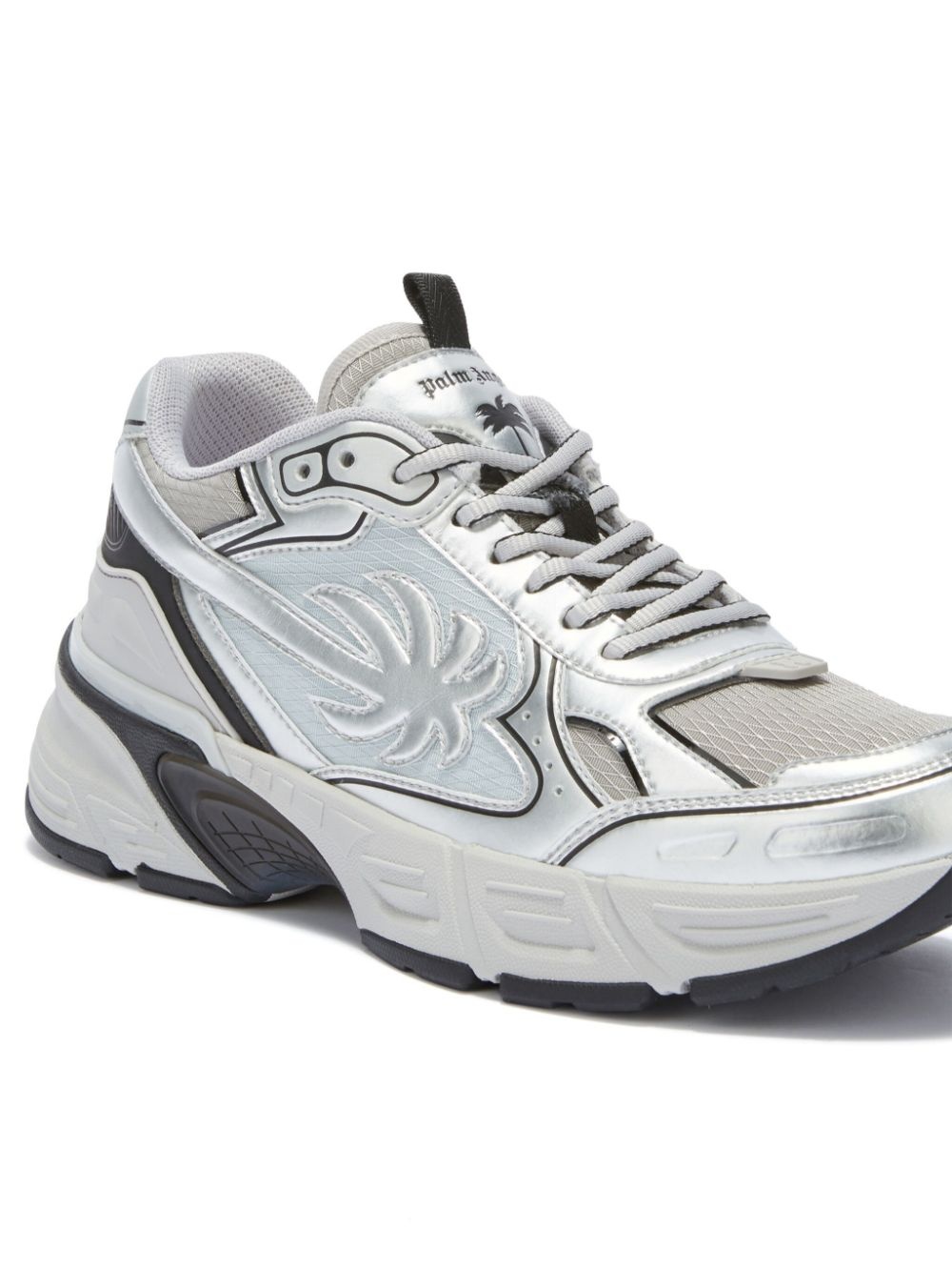 metallic-effect panelled sneakers - 4