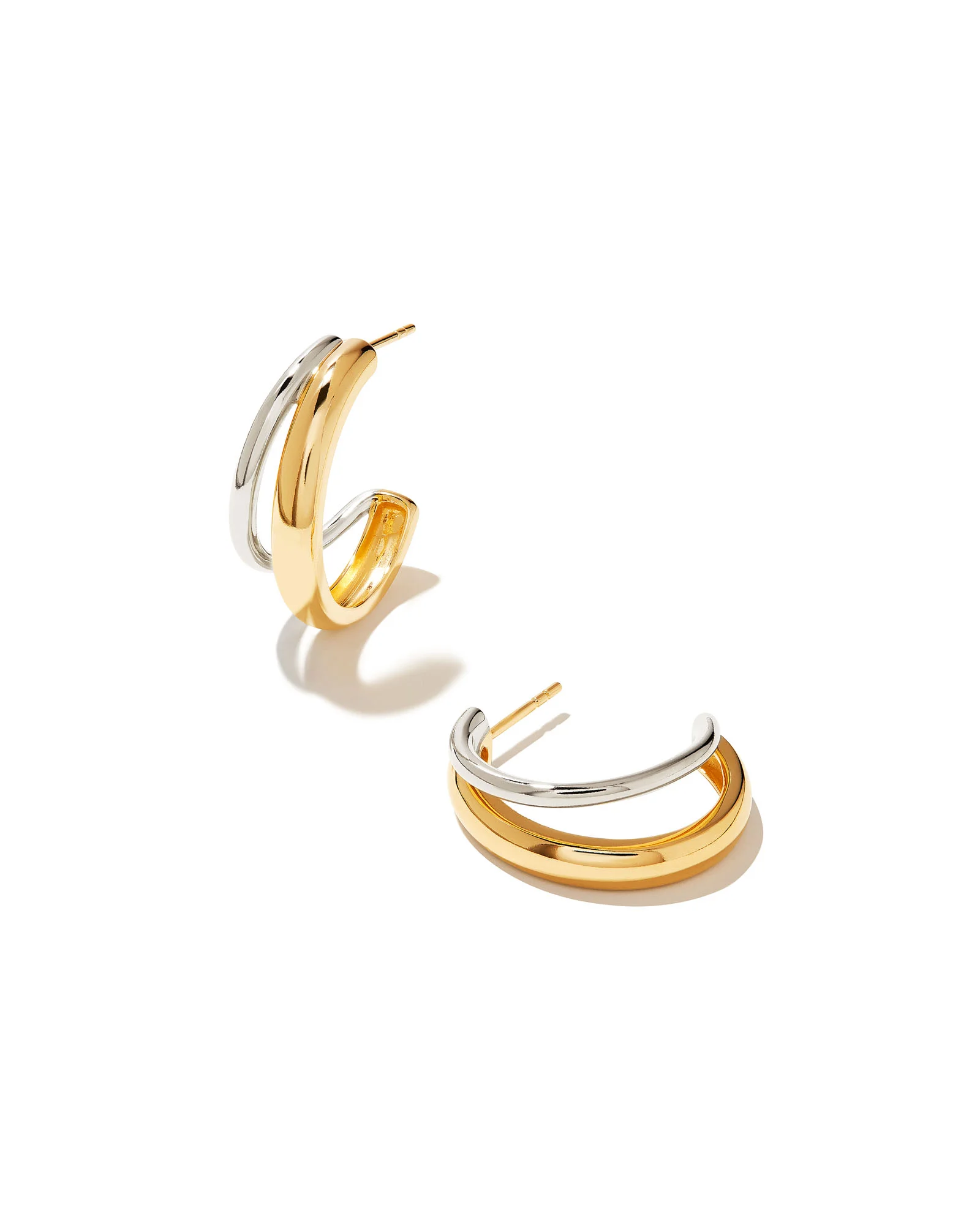 Meg Double Hoop Earrings in Mixed Metal - 1