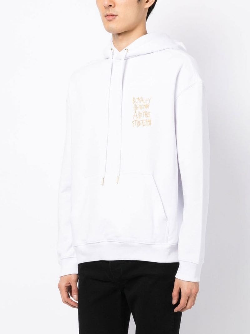 slogan-embroidered hoodie - 4