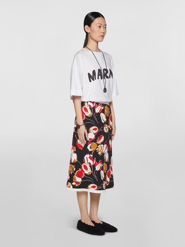 MARNI LETTERING PRINT COTTON JERSEY HALF-SLEEVED T-SHIRT - 5