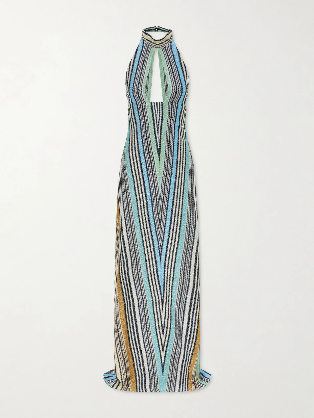 Striped Metallic Crochet-knit Maxi Dress - 1
