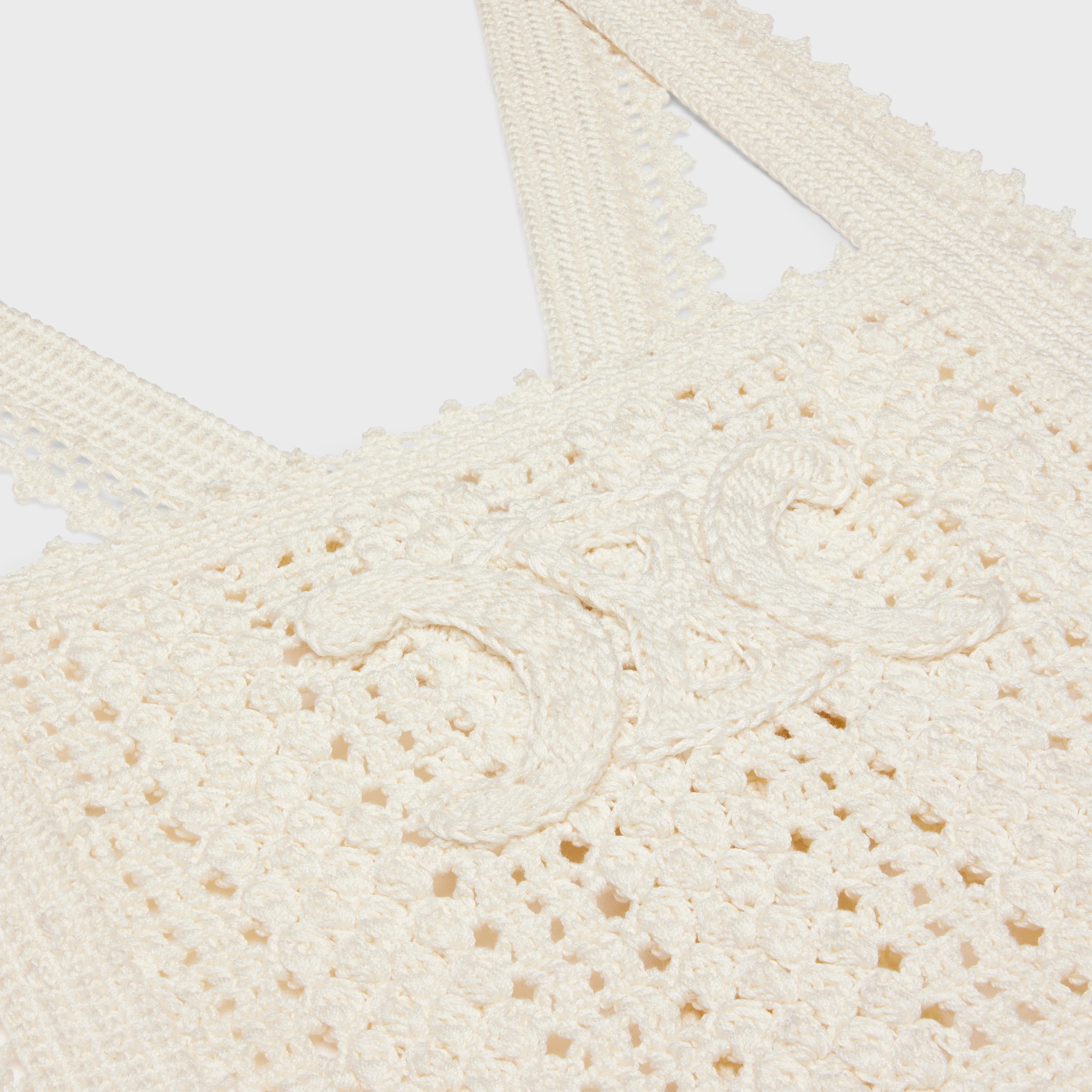 【CELINE】TRIOMPHE MINI DRESS●RR06R084207IA Women's Triomphe striped in crocheted cotton mini dress