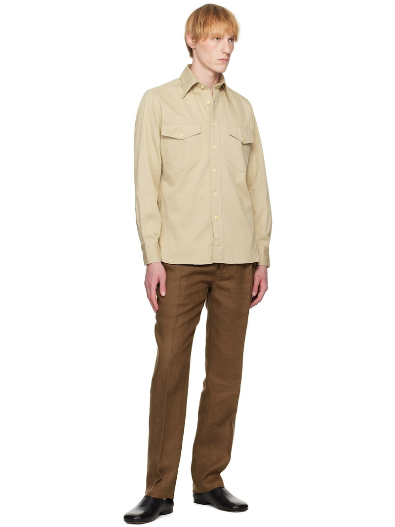 Drake's Brown Antique Linen Games Trousers outlook