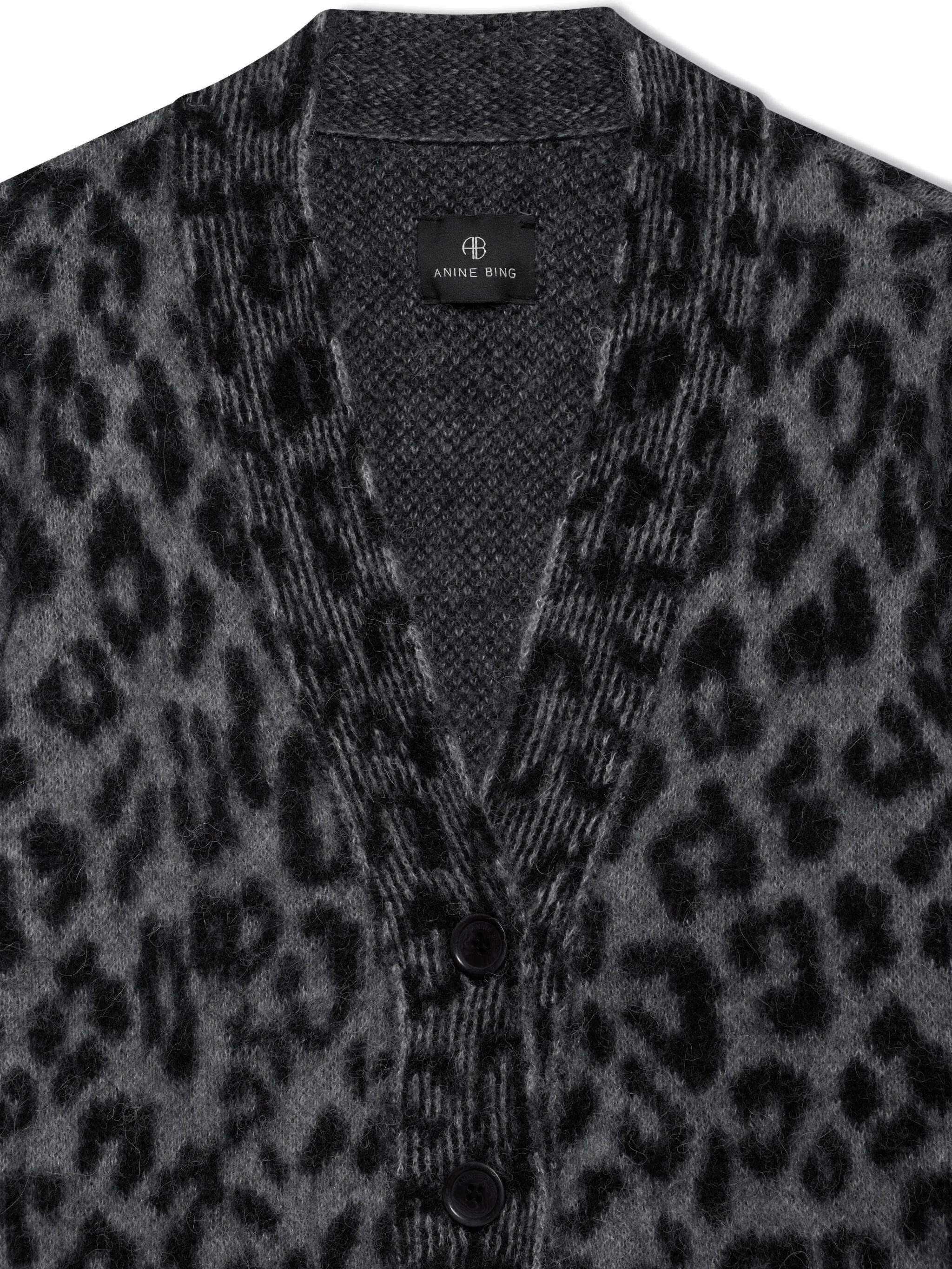 Anine Bing BANKS CARDIGAN - GREY LEOPARD - 4