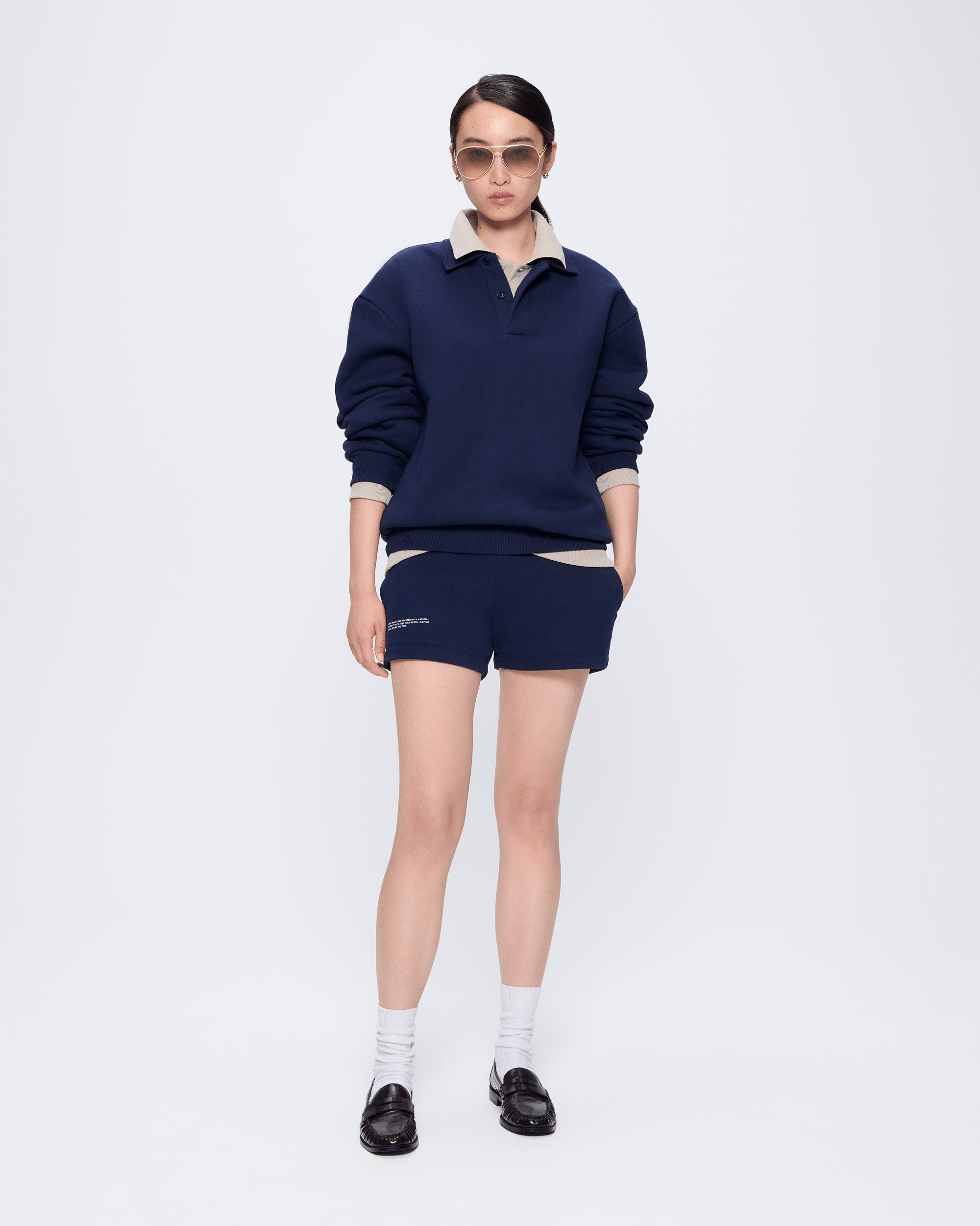 Womens DNA Heavyweight Polo Sweatshirt - Navy - 3